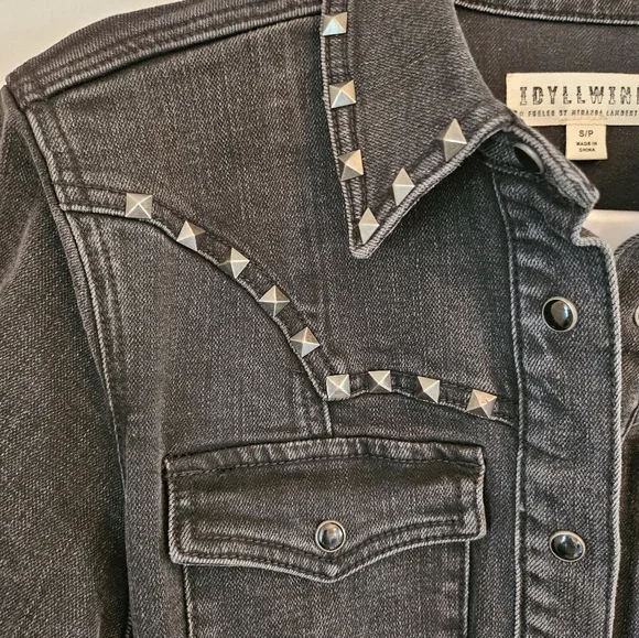 Idyllwind Western Studded Black Denim Belted Dress - Picture 3 of 7